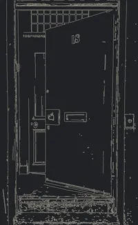 sketch of a half open door