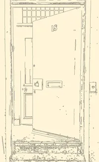 sketch of a half open door